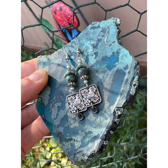 Hand Crafted Jewelry - Handcrafted Turquoise Jasper Earrings